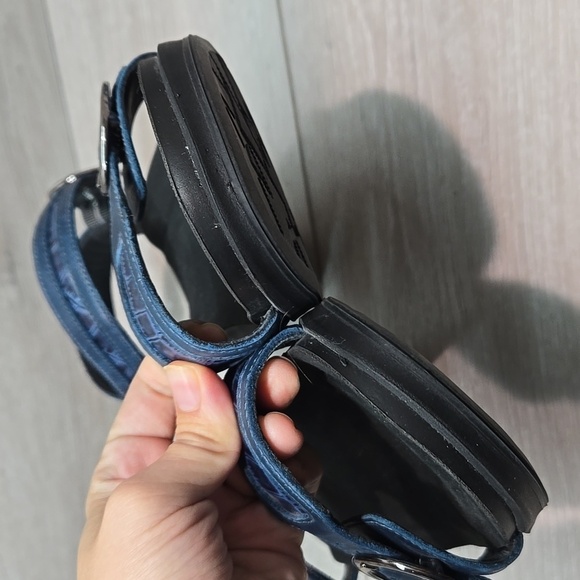 SAS Women's Blue Sandals with Silver Buckles Leather Wedge Shoes Sz 9.5M - Picture 5 of 11